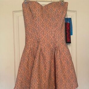 Pink and Blue Strapless Dress